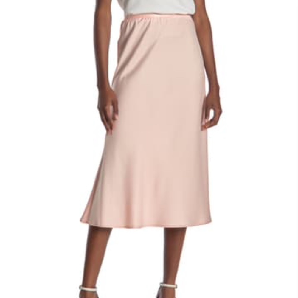 French Connection Alessia Satin Drape Midi Skirt L